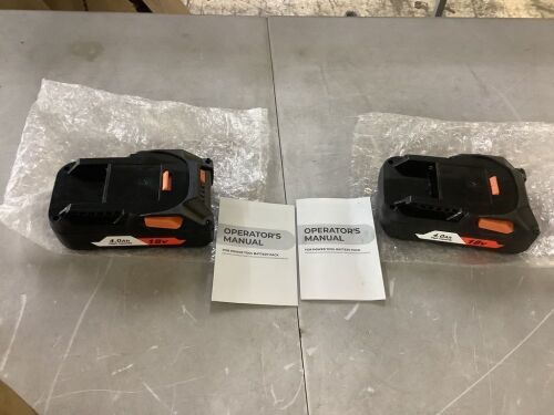 18V 4.0Ah Lithium Tool Batteries, 2 Pack - Lot 652
