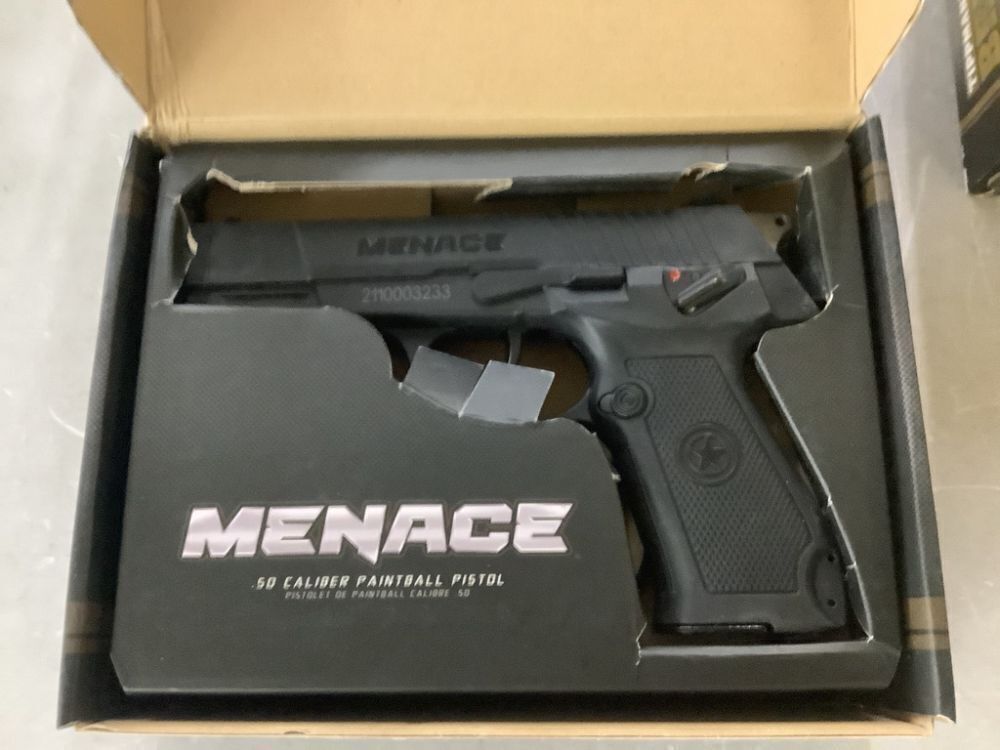 Lot of (2) Tippmann Brigade Menace .50 Caliber Paintball Pistol & (2) 500ct Yellow Paintballs - Image 4 - Lot 654