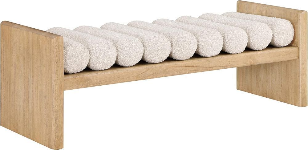 Meridian Furniture Waverly Collection Bench with Solid Wood, Boucle Fabric, 52" W x 19" D x 18" H, Cream - Image 1 - Lot 71JF