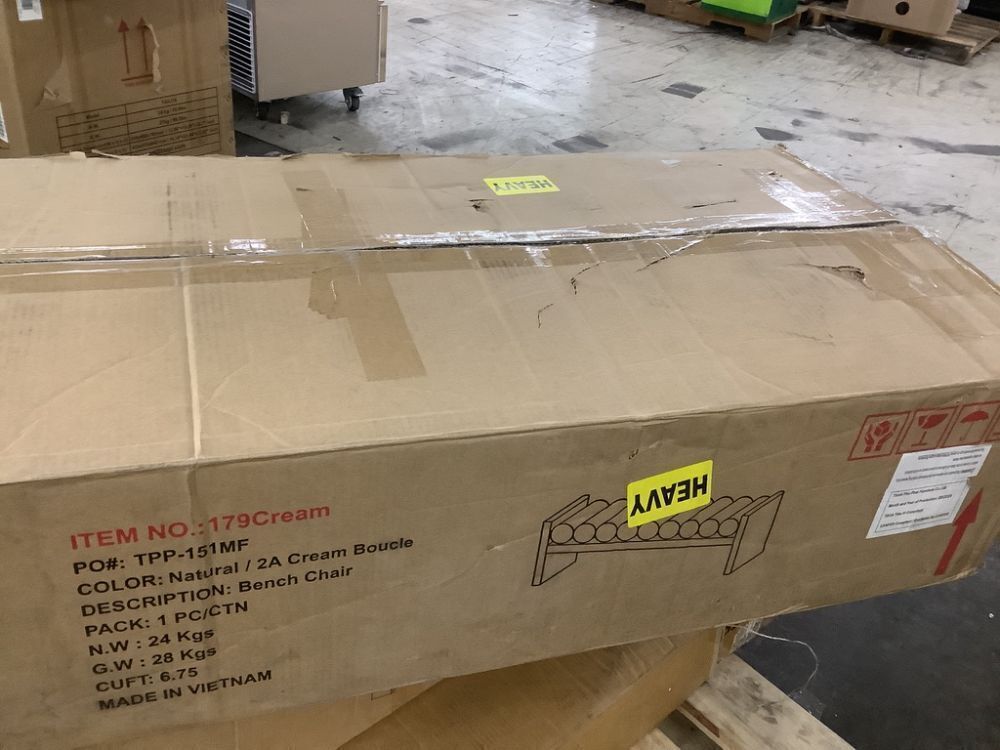 Meridian Furniture Waverly Collection Bench with Solid Wood, Boucle Fabric, 52" W x 19" D x 18" H, Cream - Image 5 - Lot 71JF