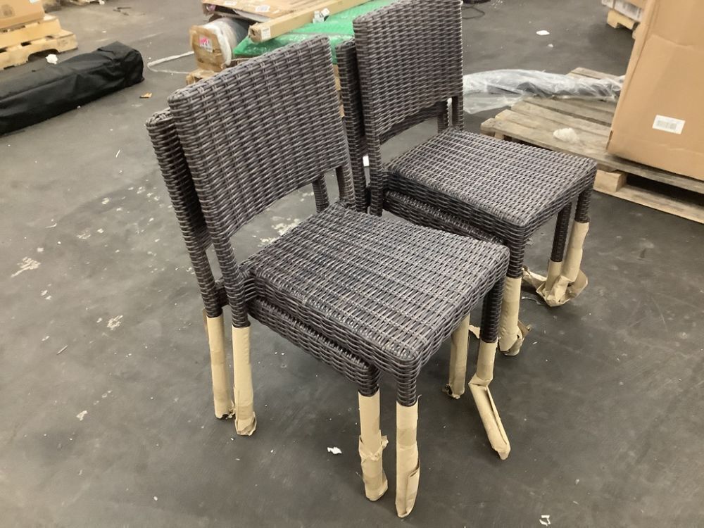 Martha Stewart Bedford Stackable Patio Chairs with Rattan Wicker Finish in Brown, Set of 4 - Image 3 - Lot 124JF