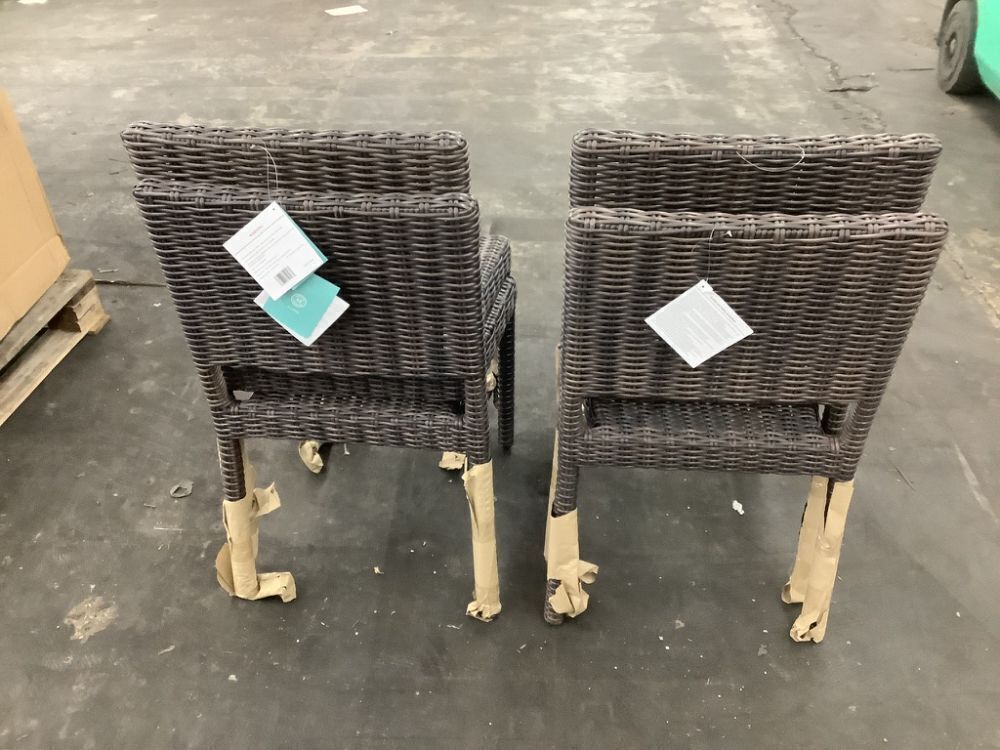 Martha Stewart Bedford Stackable Patio Chairs with Rattan Wicker Finish in Brown, Set of 4 - Image 4 - Lot 124JF