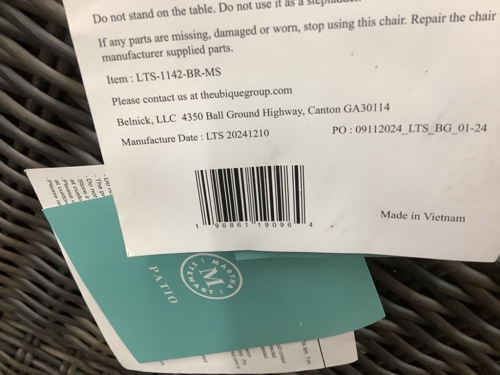 Martha Stewart Bedford Stackable Patio Chairs with Rattan Wicker Finish in Brown, Set of 4 - Image 6 - Lot 124JF