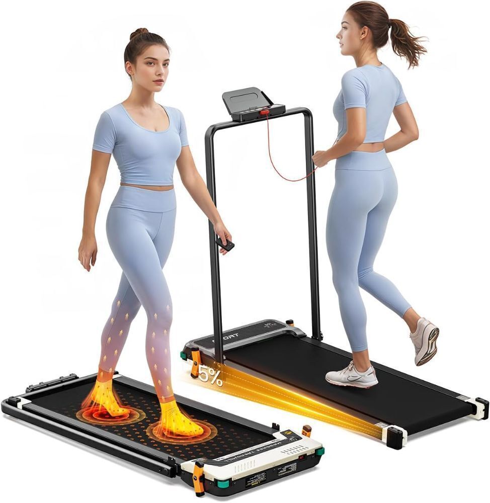 2 in 1 Walking Pad Treadmill with Incline, Dual-Sided Design with Foot Massage, 330 lbs Capacity - Image 1 - Lot 126JF