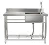 VEVOR Stainless Steel Free Standing Single Bowl Commercial Kitchen Sink, 39.4 x 19.1 x 37.4 in - Thumbnail 1