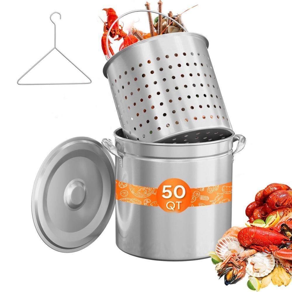 ROVSUN 50 QT Stainless Steel Stock Pot with Basket - Image 1 - Lot 129