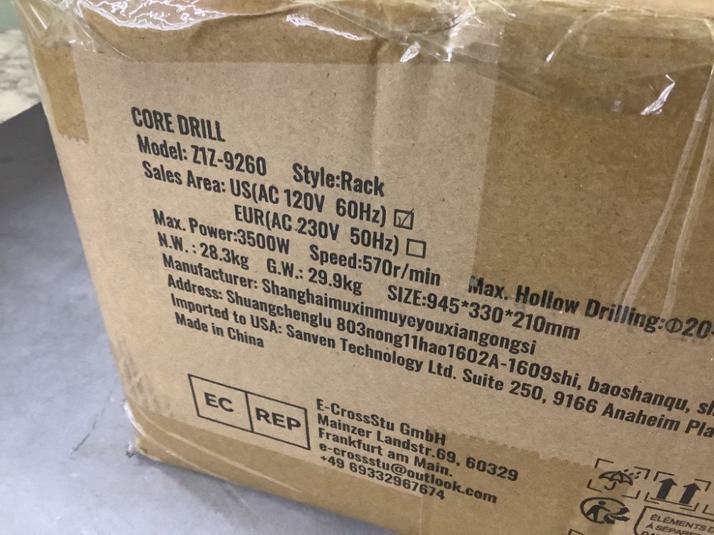 VEVOR Core Drill Machine with Stand, 0.8-11.8in Drilling Diameter, 3500W - Image 7 - Lot 21