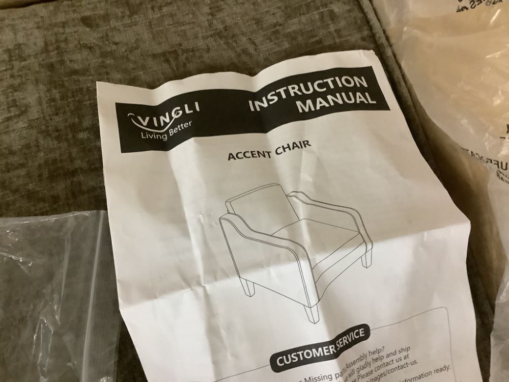 VINGLI AC117 30" Chenille Modern Oversized Upholstered Accent Chair - Image 3 - Lot 63