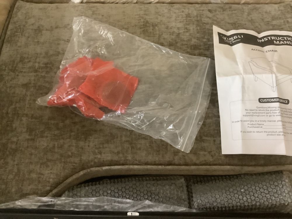 VINGLI AC117 30" Chenille Modern Oversized Upholstered Accent Chair - Image 4 - Lot 63