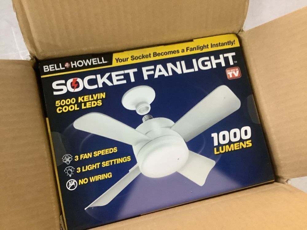 Lot of (2) Bell + Howell Socket Ceiling Fan with Light and Remote Control 1000 Lumens - Image 3 - Lot 214