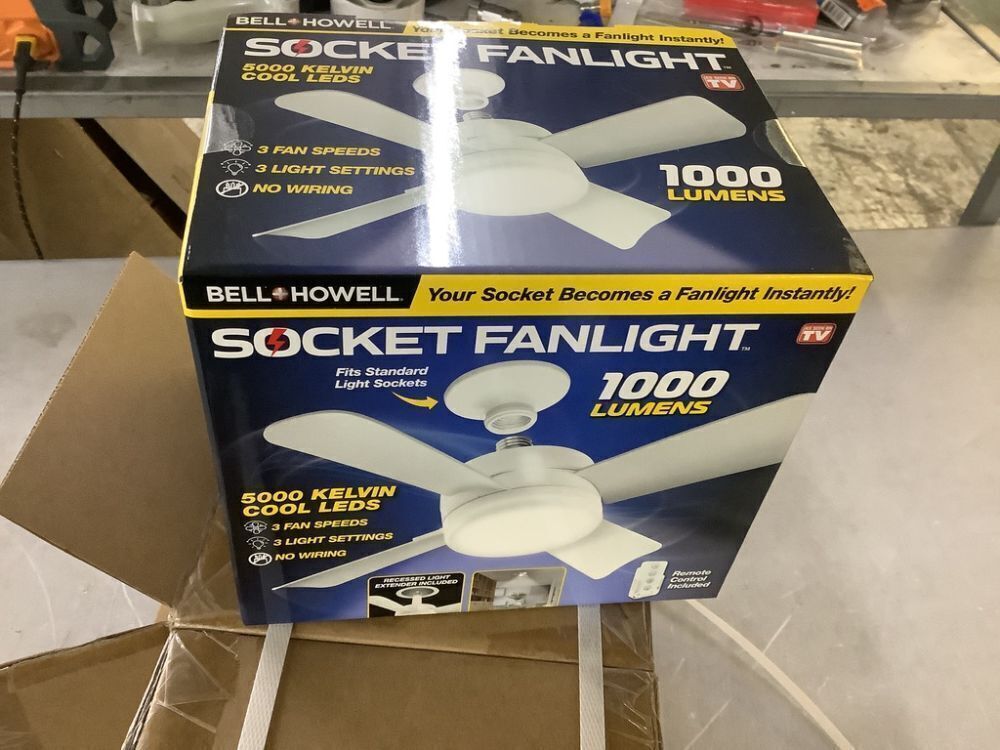 Lot of (2) Bell + Howell Socket Ceiling Fan with Light and Remote Control 1000 Lumens - Image 5 - Lot 214