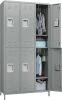 Metal Storage Lockers with 6 Doors, Light Grey - Thumbnail 1