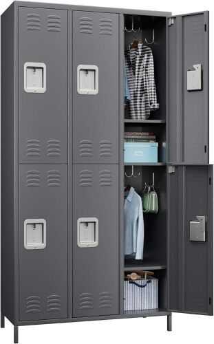 Metal Storage Lockers with 6 Doors, Dark Grey - Lot 224