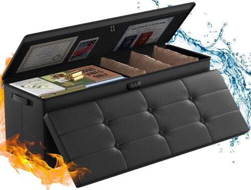 ENGPOW Fireproof Folding Storage Ottoman with Lock, 43" - Lot 372
