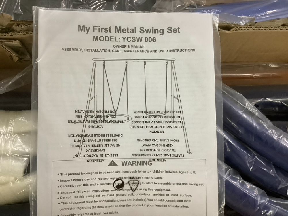 Swing Set with Heavy-Duty A-Frame, 1 Saucer & 1 Belt Swing, 440lb Capacity - Image 6 - Lot 175