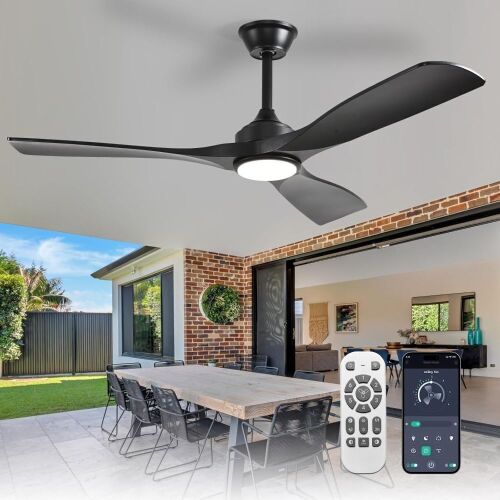 Depuley 52-Inch Ceiling Fan with Light, Black 3 Blade, Remote APP Control - Lot 178