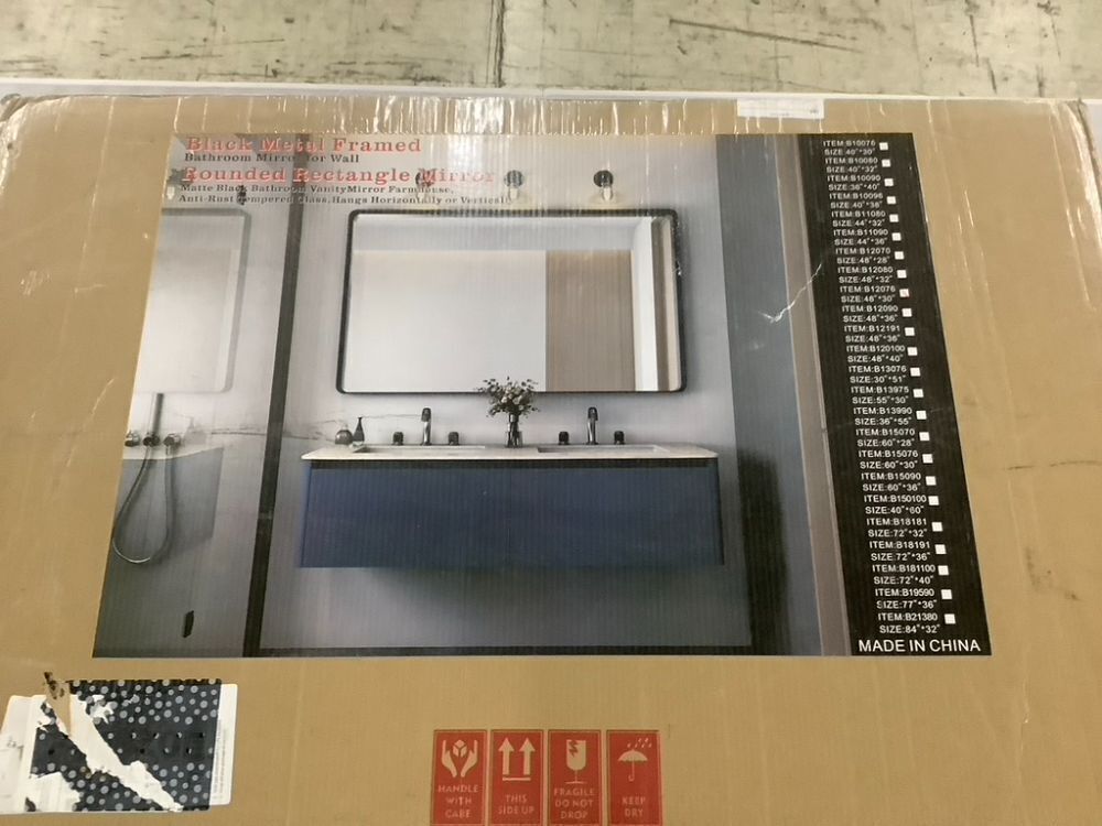 Black Metal Framed Wall Mirror 48" x 30" - Image 2 - Lot 182