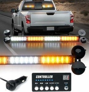 LUMENIX LED Traffic Advisor Strobe Light Bar w/Controller 19 Inch, Amber White, 2 Pack - Lot 786