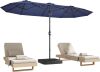 DomeShade 15ft Patio Umbrella with Base, Blue - Thumbnail 1