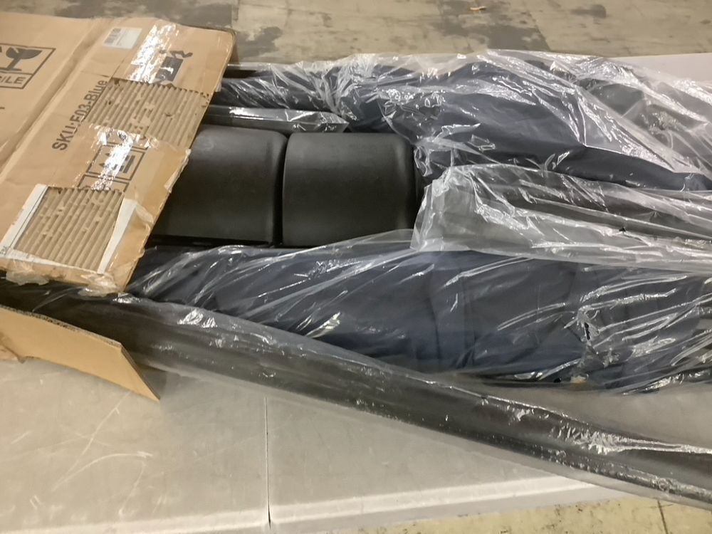 DomeShade 15ft Patio Umbrella with Base, Blue - Image 5 - Lot 184