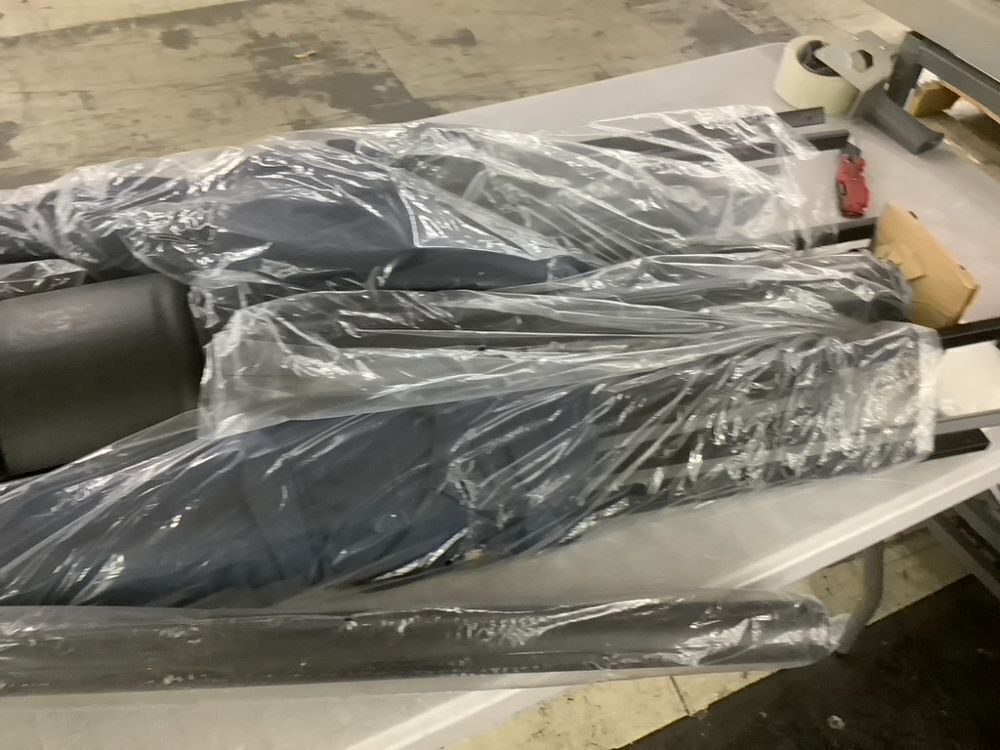 DomeShade 15ft Patio Umbrella with Base, Blue - Image 6 - Lot 184