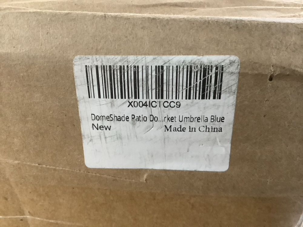 DomeShade 15ft Patio Umbrella with Base, Blue - Image 11 - Lot 184