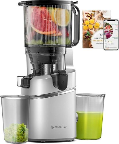AMZCHEF 5.8" Extra Self-Feeding Cold Press Juicer with Large Auger & Triple Strainers - Lot 185