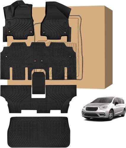 Peleus Floor Mats & Cargo Liner for 2017-2025 Chrysler Pacifica 7 or 8 Passenger (Not Hybrid), Pacifica Touring Series 2017-2025, Limited 2017-2020, L/Lx 2017-2019, Voyager 2020-2025 - Lot 284