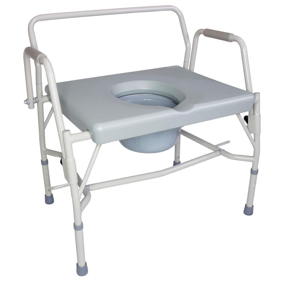 DMI Drop Arm Portable Toilet Commode, Extra-Wide Seat, 500 Pound Weight Capacity - Image 1 - Lot 383