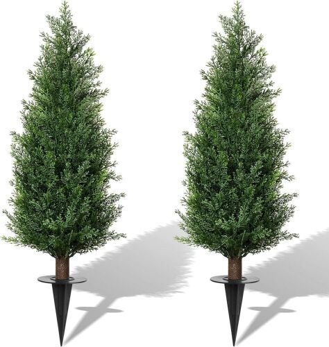3FT Artificial Cedar Topiary Trees with Ground Spike, Set of 2 - Lot 285
