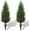 3FT Artificial Cedar Topiary Trees with Ground Spike, Set of 2 - Thumbnail 1