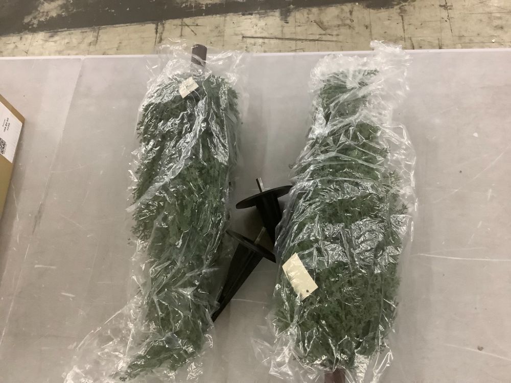 3FT Artificial Cedar Topiary Trees with Ground Spike, Set of 2 - Image 3 - Lot 285