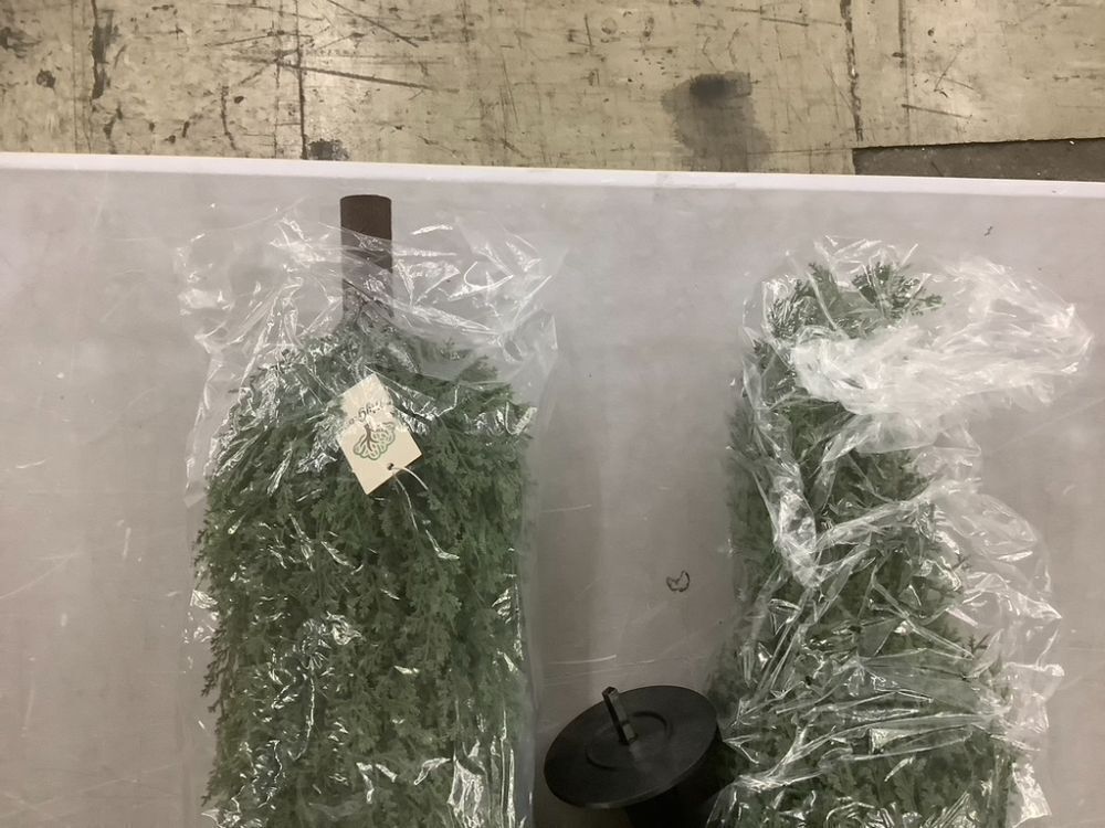 3FT Artificial Cedar Topiary Trees with Ground Spike, Set of 2 - Image 6 - Lot 285