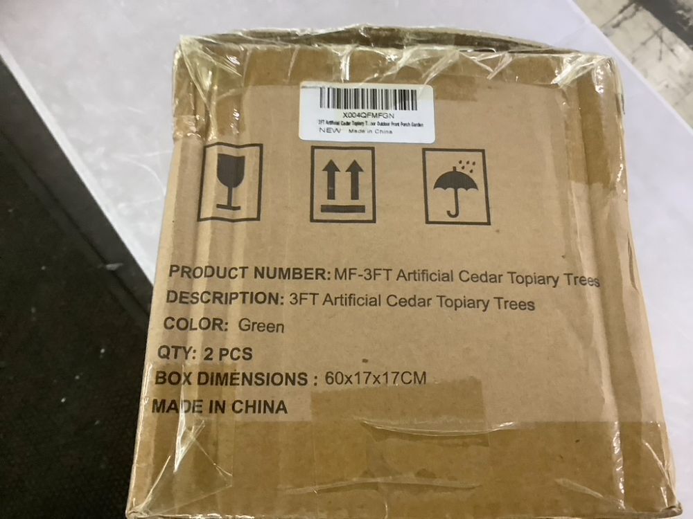 3FT Artificial Cedar Topiary Trees with Ground Spike, Set of 2 - Image 8 - Lot 285