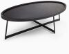 Oval Wood Coffee Table with Metal Legs - Thumbnail 1