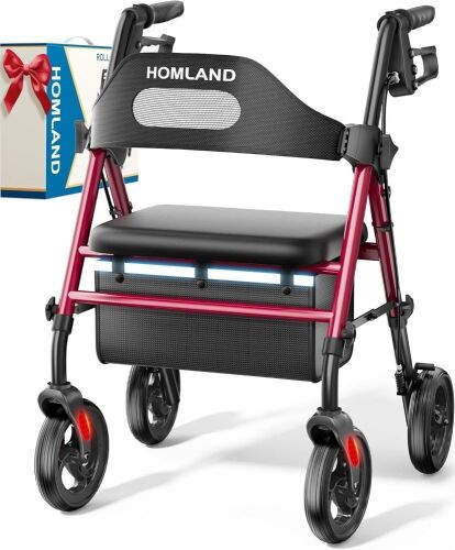HOMLAND Foldable Rollator Walkers with Seat - Lot 599