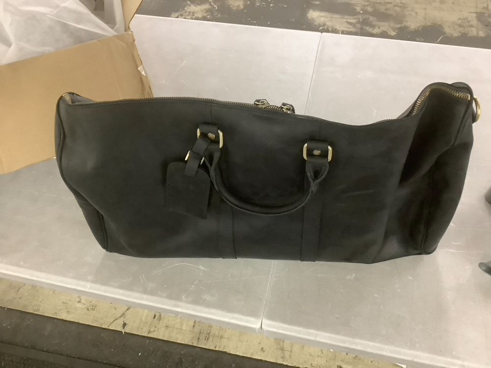 Black Leather Travel Bag - Image 2 - Lot 492