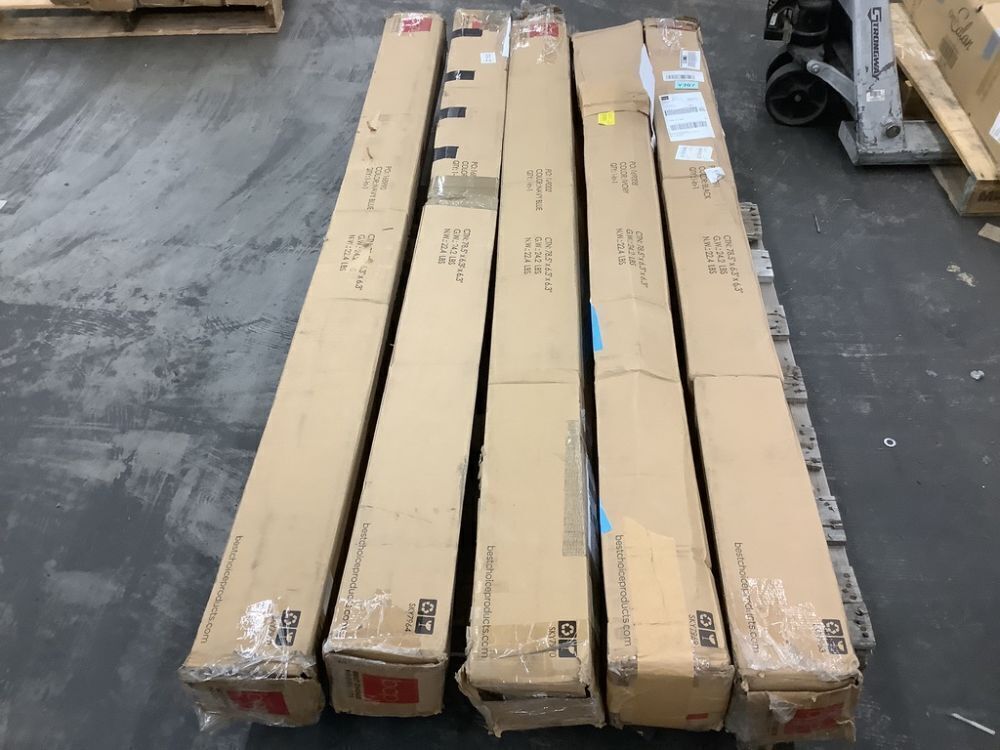 Lot of (5) 9' Square Solar LED Lighted Patio Umbrella w/ Woodgrain Pattern - Uninspected - Image 1 - Lot 229