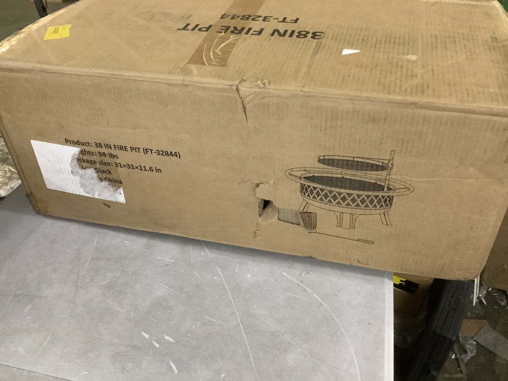 Lava Star 38-Inch Wood Burning Fire Pit with Grill & Lid - Small Dent on Lid - Image 9 - Lot 131