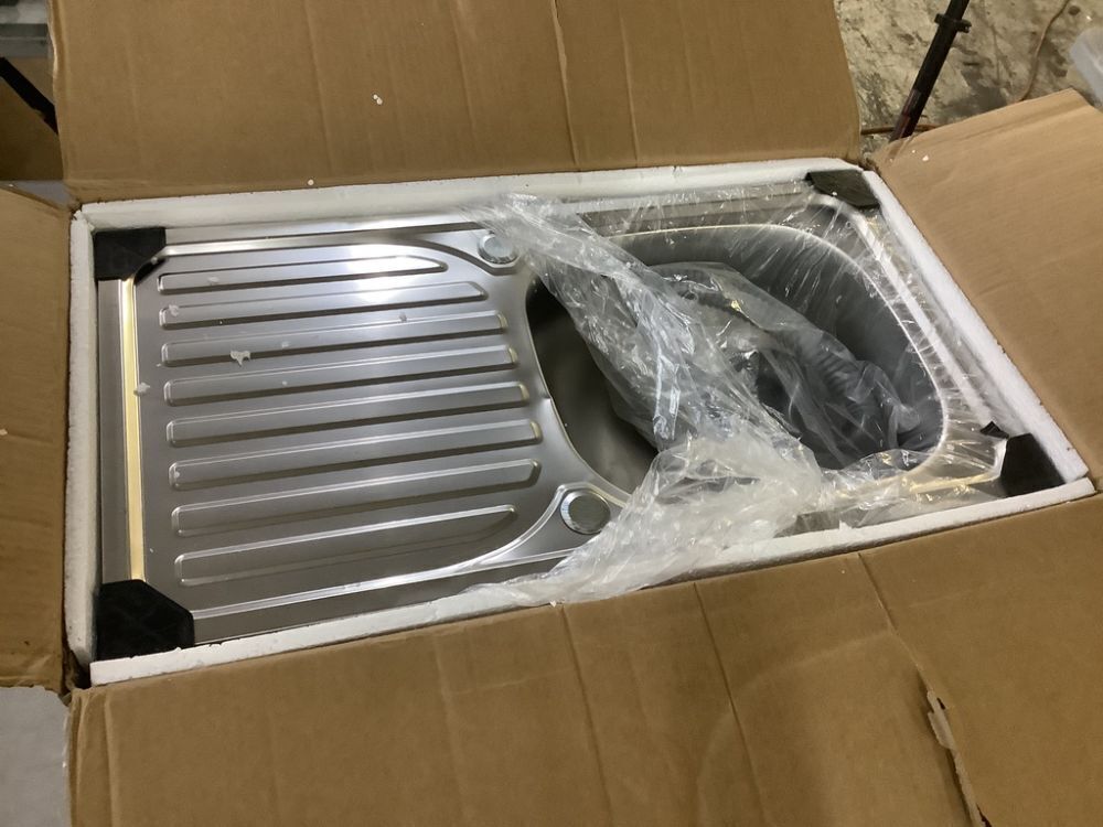 Stainless Steel Freestanding Utility Sink with Countertop and Storage Shelves, 29.5x15.7x29.5 in - Dented - Image 2 - Lot 687