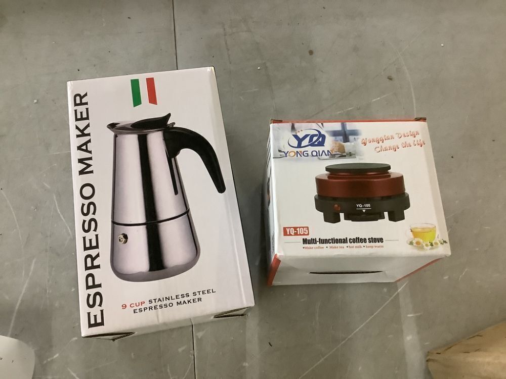 9 Cup Espresso Coffee Maker with Electric Stove - Image 2 - Lot 689