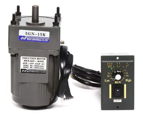 110V 40W 15K AC Gear Motor High Torque Electric Gear Motor with Speed Reduction Controller 1:15 90RPM - Lot 684