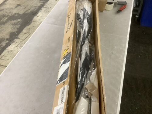 7ft Patio Umbrella, Black Striped with Fringe - Lot 704