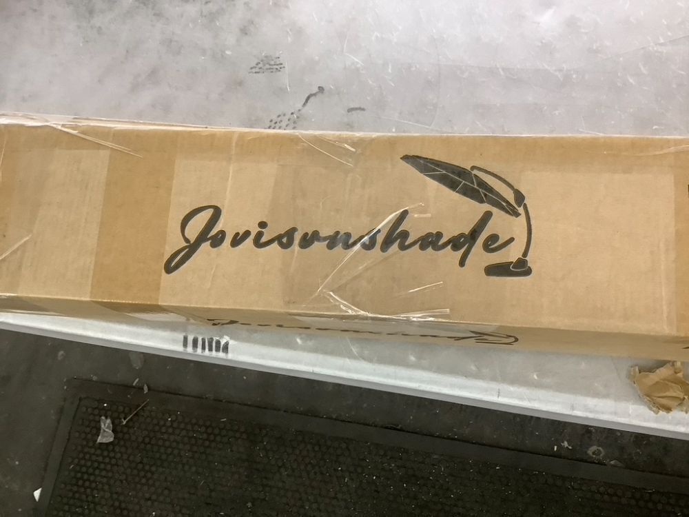 7ft Patio Umbrella, Black Striped with Fringe - Image 4 - Lot 704