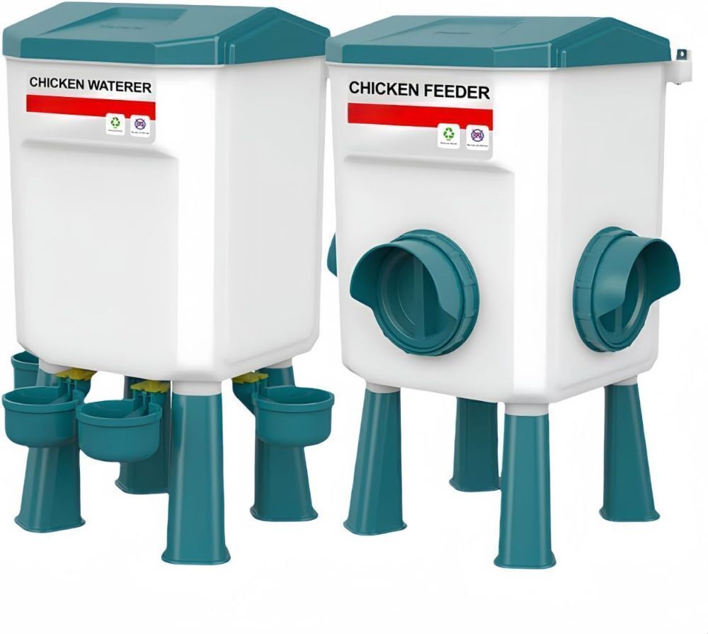 Automatic Chicken Feeder and Chicken Waterer Set, 3 Gallon/18 Pounds - Image 1 - Lot 709