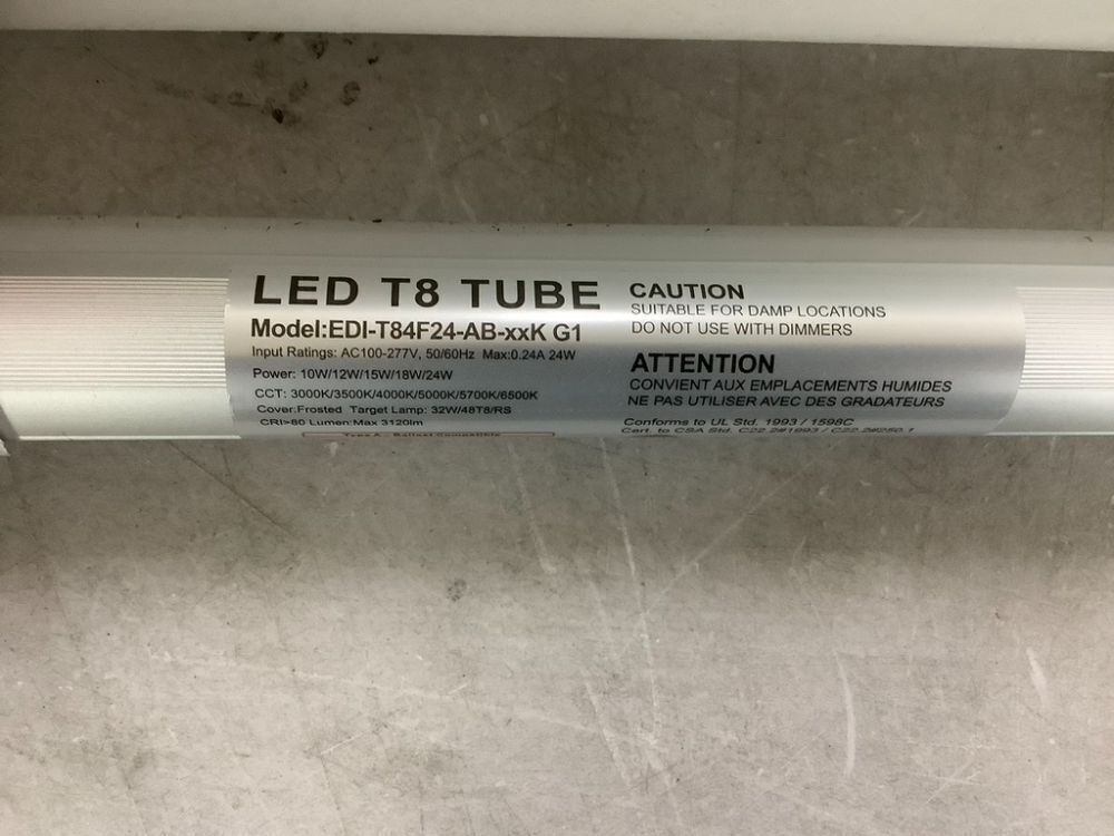 T8 LED Tube Light Bulbs 4 Foot, 5 Power & 6CCT Selectable, 6 Pack - Image 5 - Lot 703