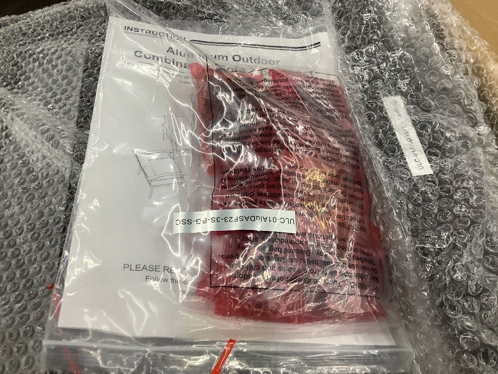 5-Piece Aluminum Patio Conversation Set with Firepit Table, Swivel Rocking Chairs and Navy-Blue Cushions - Image 7 - Lot 5JF