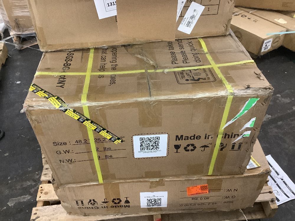 5-Piece Aluminum Patio Conversation Set with Firepit Table, Swivel Rocking Chairs and Navy-Blue Cushions - Image 8 - Lot 5JF