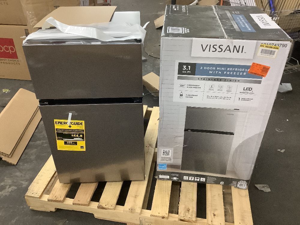 Vissani 3.1 cu. ft. 2-Door Mini Refrigerator in Stainless Steel with Freezer - Image 2 - Lot 54JF