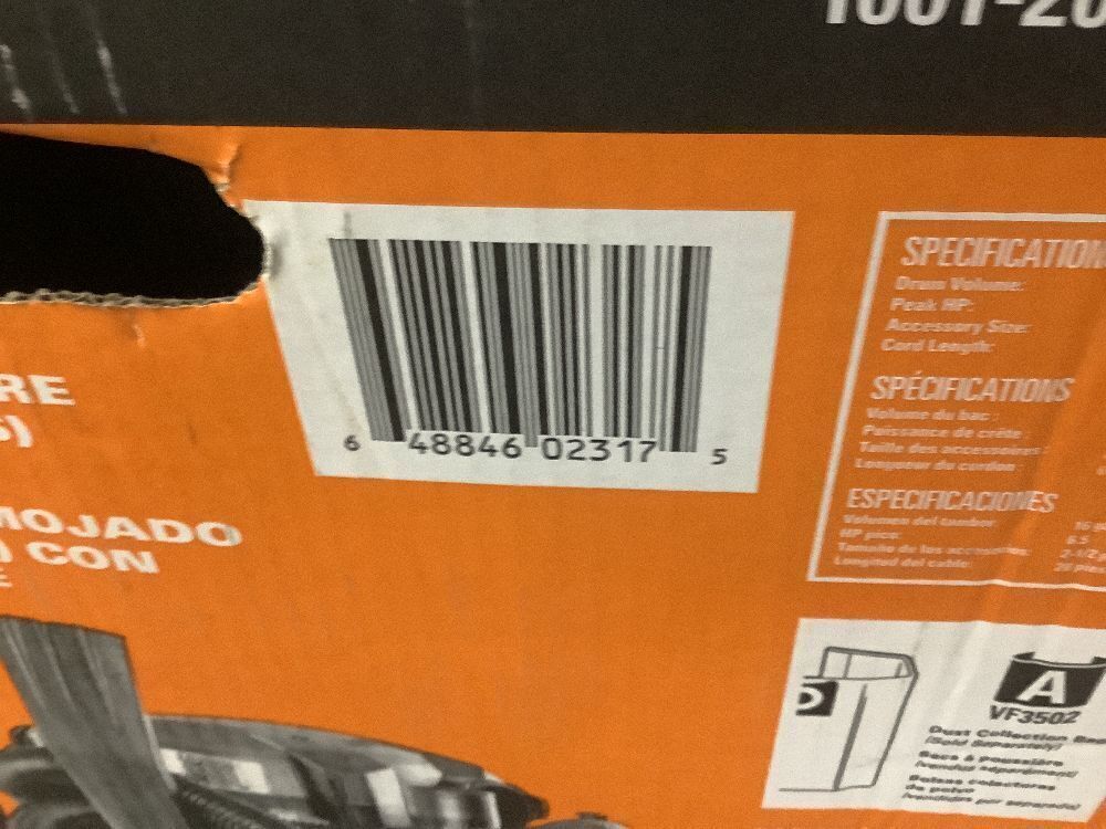 RIDGID 16 Gal. 6.5 Peak HP NXT Shop Vacuum Wet Dry Vac with Detachable Blower, Filter, Locking Hose and Accessories HD1600 - Image 3 - Lot 44JF